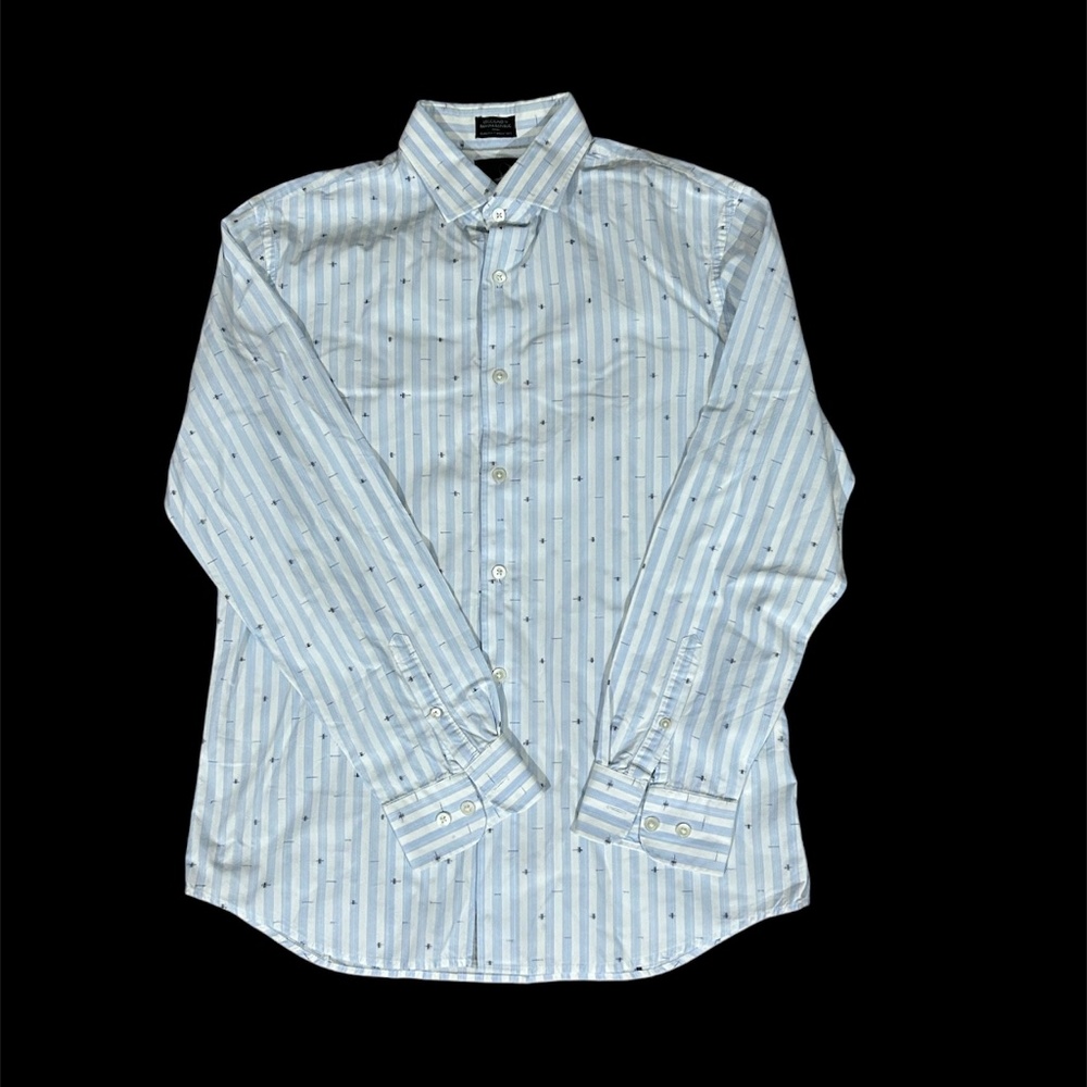 Banana Republic Men's White Blue Leggiuno M Business Work Dress Shirt